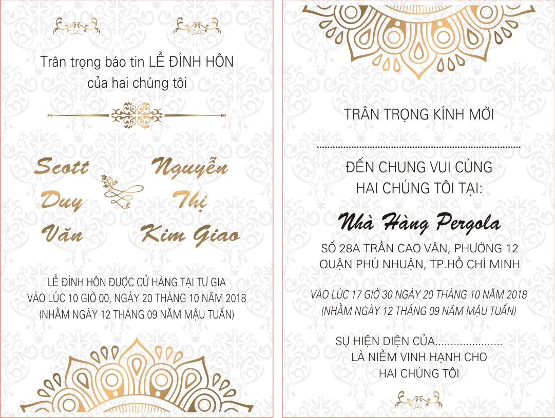 Thiệp cưới Phước Sang là một trong những thương hiệu thiệp cưới chuyên nghiệp hàng đầu Việt Nam. Thiết kế đẹp mắt, sắc nét và tinh tế được thể hiện qua mỗi sản phẩm. Ngoài ra, chúng tôi còn cung cấp các dịch vụ khác như thiết kế backdrop, bàn thờ, trang trí lễ đường, hay những phụ kiện cần thiết khác để đảm bảo cho một đám cưới hoàn hảo nhất.