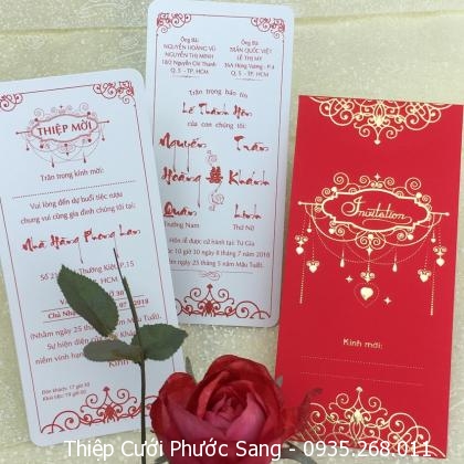 Thiệp cưới đẹp giá rẻ HCM - DQ-1913 đỏ nhung